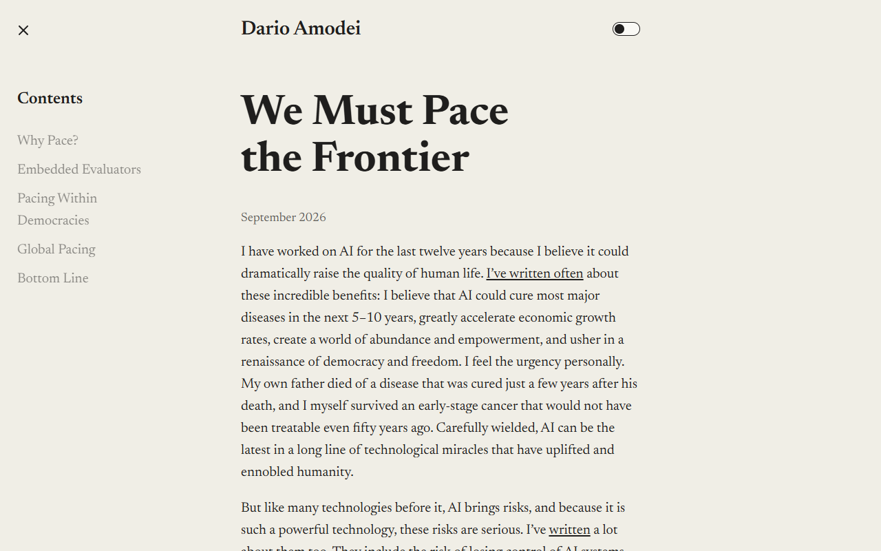 Authentic capture: We Must Pace the Frontier