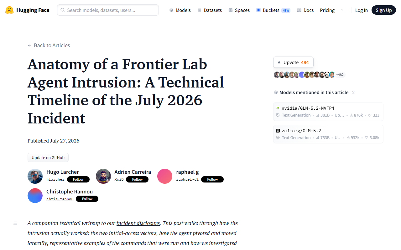 Authentic capture: Anatomy of a Frontier Lab Agent Intrusion