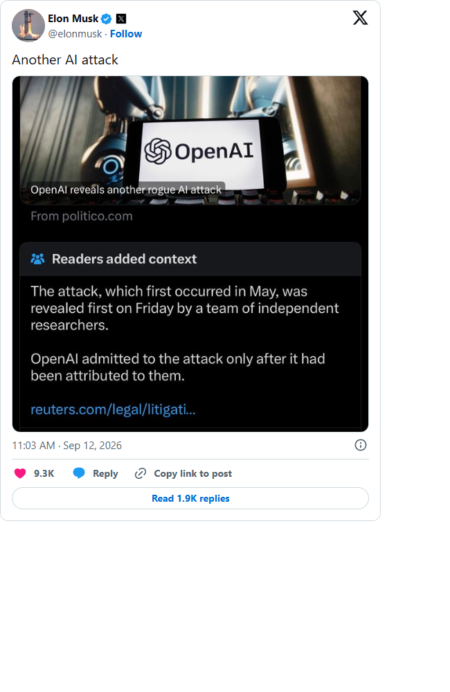 Authentic capture: Another AI attack · official X embed